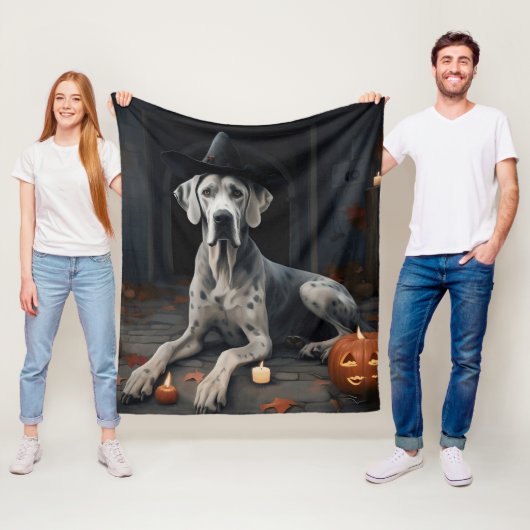 Grote Deense pompoenen Halloween Scary Flip Fleece Deken (In situ)