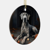 Grote Deense pompoenen Halloween Scary Flip Keramisch Ornament (Rechts)