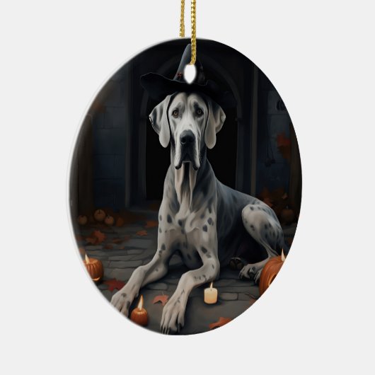 Grote Deense pompoenen Halloween Scary Flip Keramisch Ornament (Rechts)