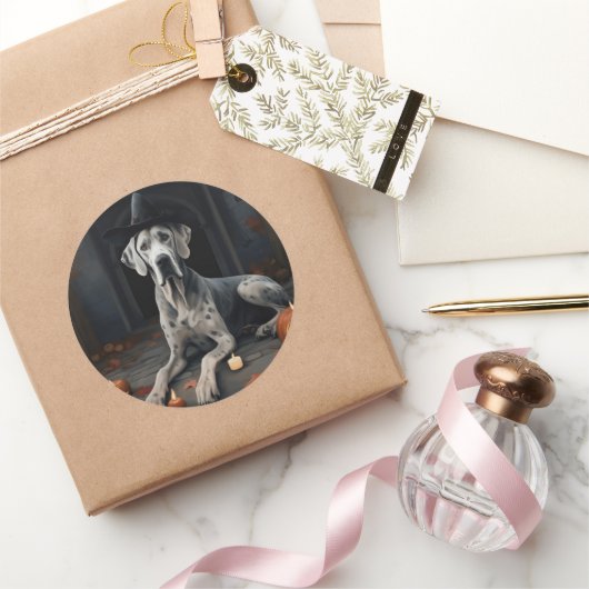 Grote Deense pompoenen Halloween Scary Flip Ronde Sticker (Geschenken)