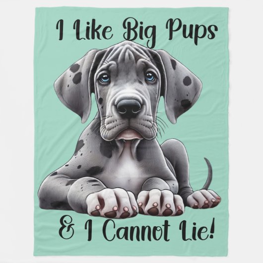 Grote Deense Puppy Fleece Deken (Voorkant)