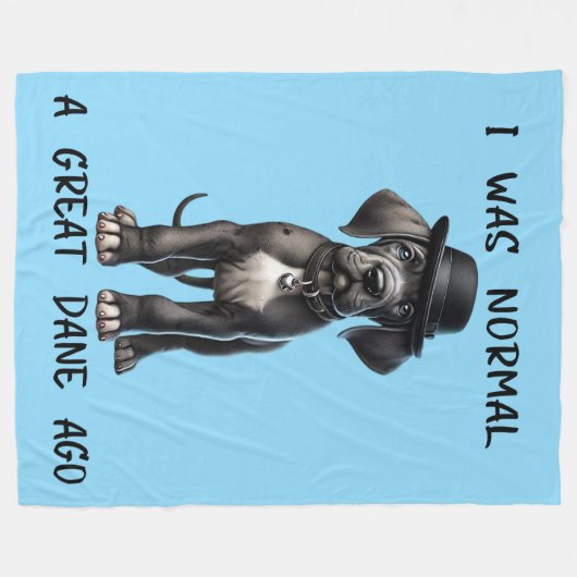 Grote Deense Puppy Grappig Fleece Deken (Voorkant (Horizontaal))