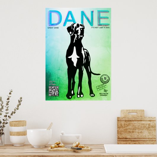 Grote Deense Puppy Verkopen Poster (Keuken)