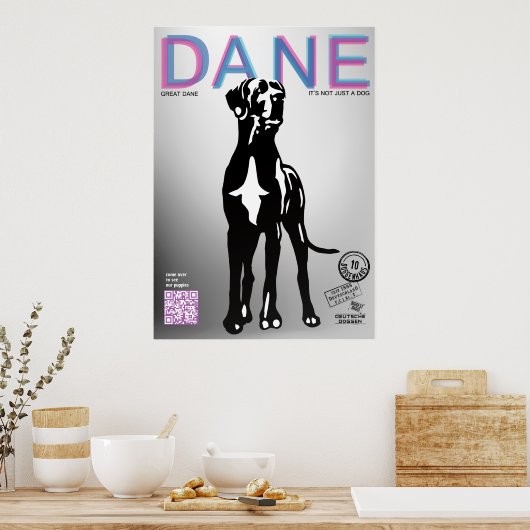 Grote Deense Puppy Verkopen Poster (Keuken)