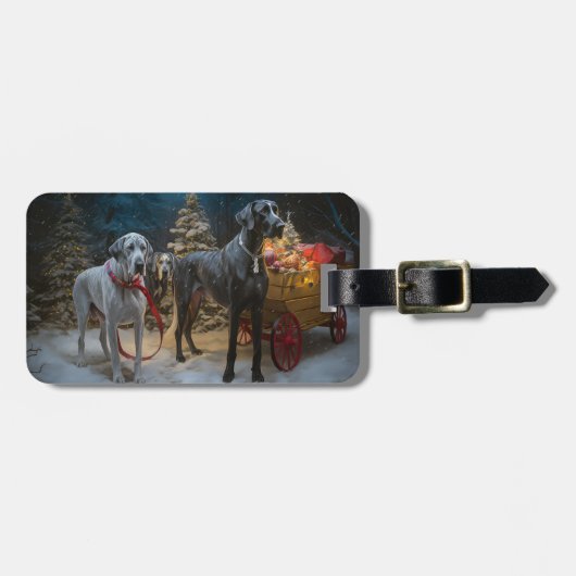 Grote Deense sneeuwslee Kerstdecoratie Bagagelabel (Voorkant horizontaal)