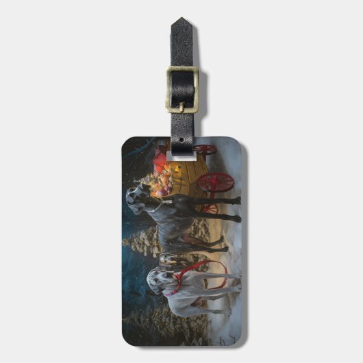 Grote Deense sneeuwslee Kerstdecoratie Bagagelabel (Voorkant verticaal)