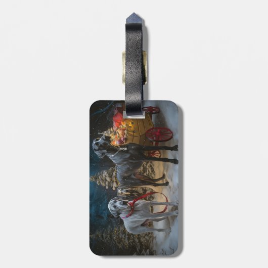 Grote Deense sneeuwslee Kerstdecoratie Bagagelabel (Achterkant verticaal)