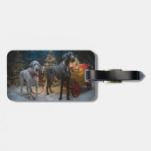 Grote Deense sneeuwslee Kerstdecoratie Bagagelabel (Achterkant horizontaal)