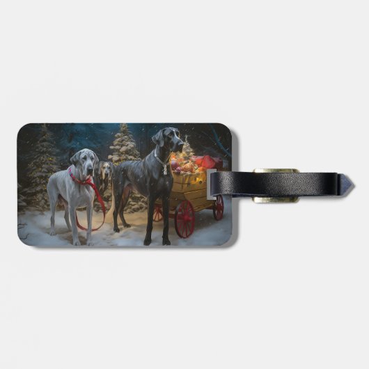 Grote Deense sneeuwslee Kerstdecoratie Bagagelabel (Achterkant horizontaal)