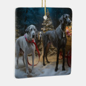 Grote Deense sneeuwslee Kerstdecoratie Keramisch Ornament (Rechts)