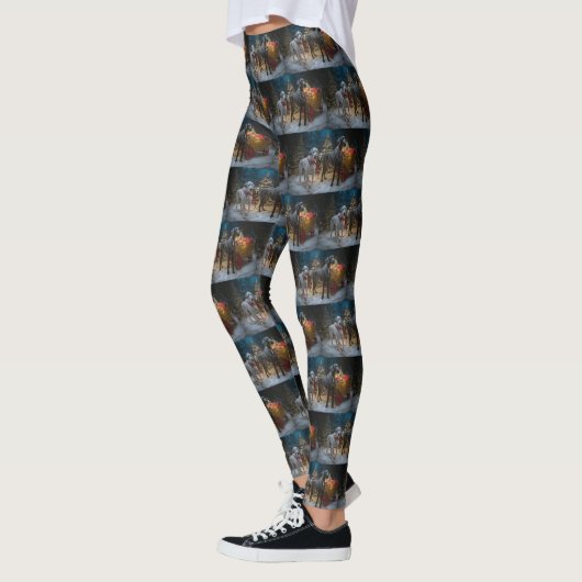 Grote Deense sneeuwslee Kerstdecoratie Leggings (Links)
