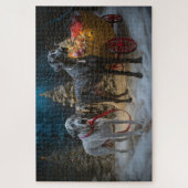 Grote Deense sneeuwslee Kerstdecoratie Legpuzzel (Verticaal)