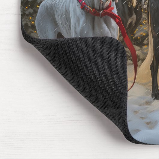 Grote Deense sneeuwslee Kerstdecoratie Muismat (Hoek)