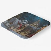 Grote Deense sneeuwslee Kerstdecoratie Papieren Bordje (Gebogen)