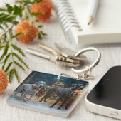 Grote Deense sneeuwslee Kerstdecoratie Sleutelhanger (Voorkant Rechts)