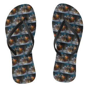 Grote Deense sneeuwslee Kerstdecoratie Teenslippers