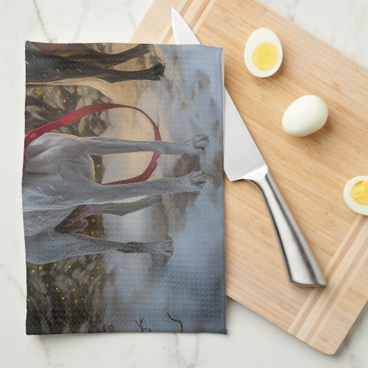 Grote Deense sneeuwslee Kerstdecoratie Theedoek (Quarter Fold)