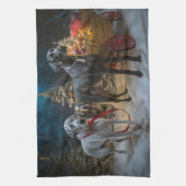 Grote Deense sneeuwslee Kerstdecoratie Theedoek (Verticaal)