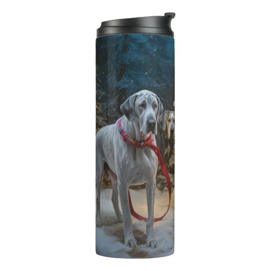 Grote Deense sneeuwslee Kerstdecoratie Thermosbeker (Gedraaid links)