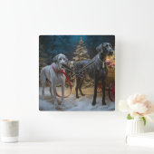 Grote Deense sneeuwslee Kerstdecoratie Vierkante Klok (Huis)