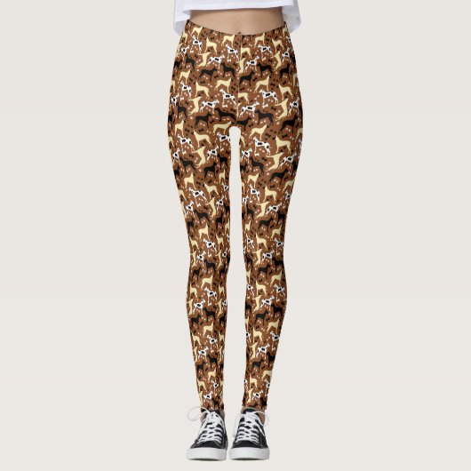 Grote Denen Bruin Pattern-Leggings Leggings (Voorkant)