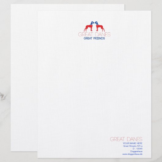 Grote Denen - Grote Vrienden Gepersonaliseerd Briefhoofd (Voorkant / Achterkant)