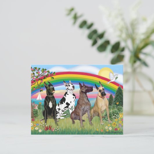 Grote Denen (vier) - Regenboog Bright Briefkaart (Staand voorkant)