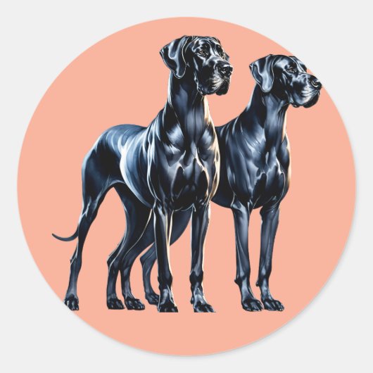 Grote Denen Waterverf Ronde Sticker (Voorkant)