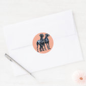 Grote Denen Waterverf Ronde Sticker (Envelop)