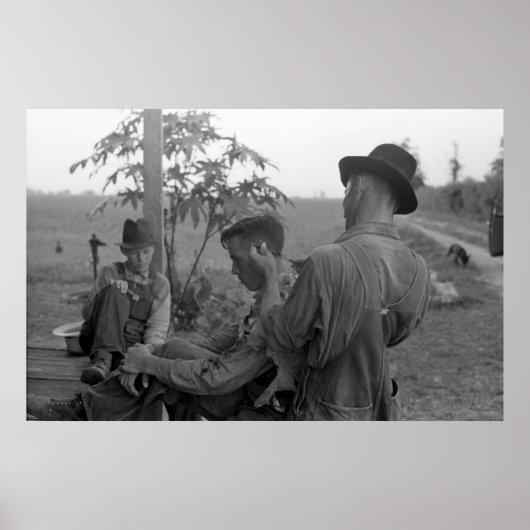 Grote Depressie Barbershop 1930 Poster (Voorkant)