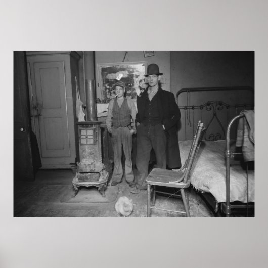 Grote Depressie-slaapkamer, 1930 Poster (Voorkant)