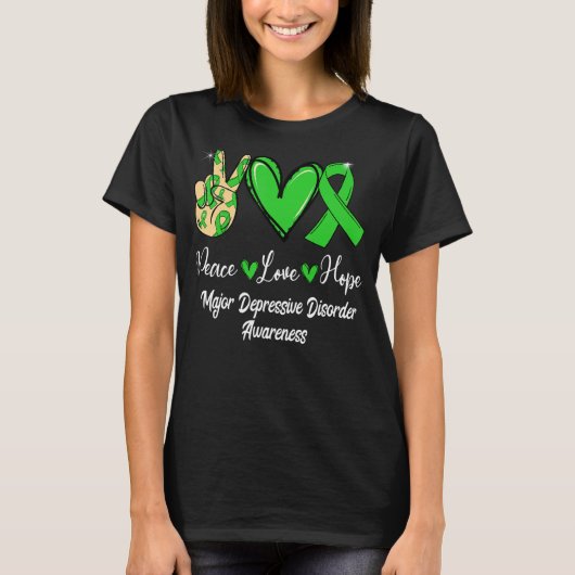 Grote Depressieve stoornis MDD Peace Love Hope Gre T-shirt (Voorkant)