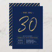 Grote Dertig | Goud & Navy Blauwe 30e Verjaardagsf Kaart (Voorkant / Achterkant)