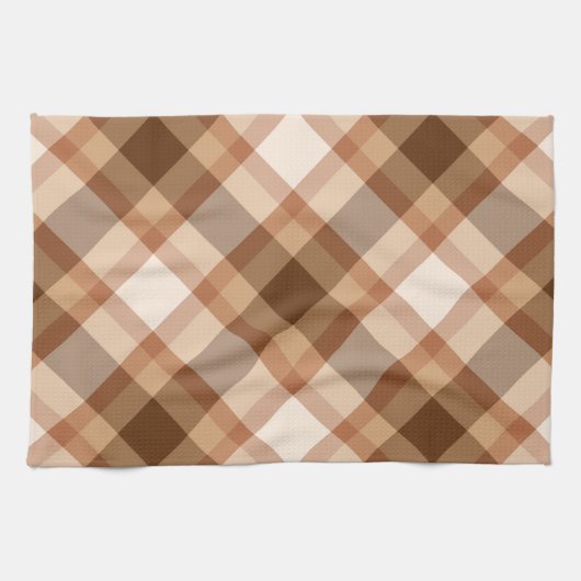 Grote diagonale plaagbruin, beige, koper en tan theedoek (Horizontaal)