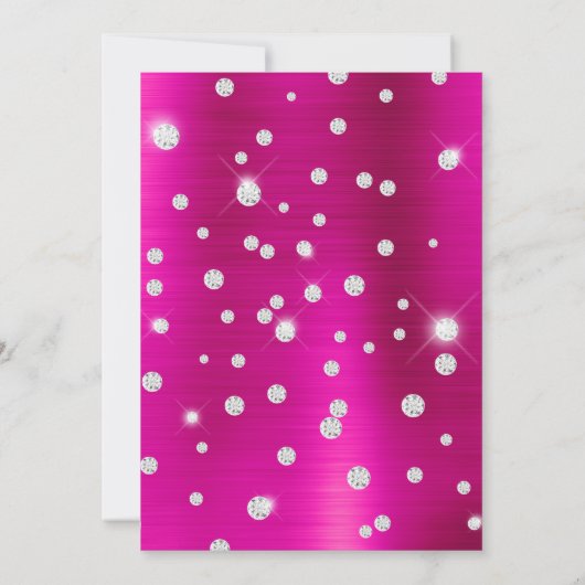 Grote diamant confetti hete roze ombre folie save the date (Achterkant)