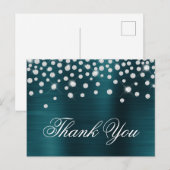 Grote diamantconfetti Oceaan Teal Satijnen Folie Briefkaart (Voorkant / Achterkant)