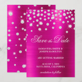 Grote diamantConfetti roze Fuchsia Ombre Folie Save The Date (Voorkant / Achterkant)