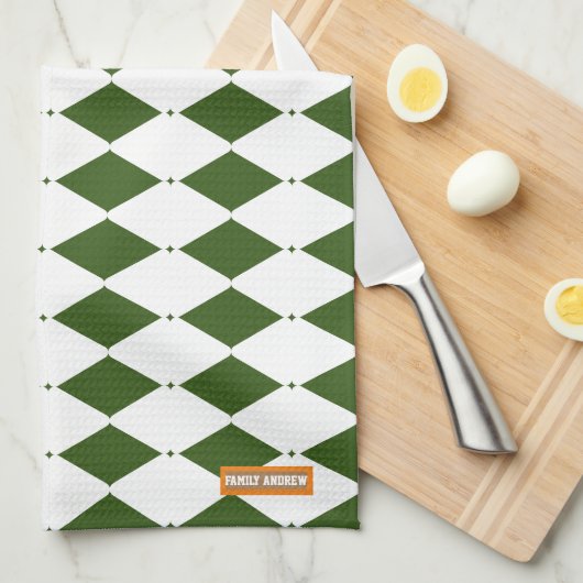 Grote diamanten wit en groen, eenvoudig stijlvol theedoek (Quarter Fold)