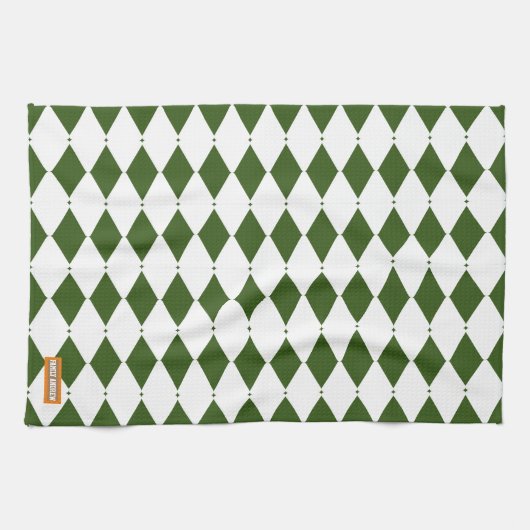 Grote diamanten wit en groen, eenvoudig stijlvol theedoek (Horizontaal)