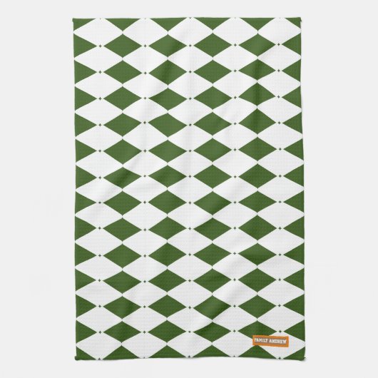 Grote diamanten wit en groen, eenvoudig stijlvol theedoek (Verticaal)