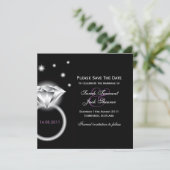Grote diamantring bespaart de datum save the date (Staand voorkant)