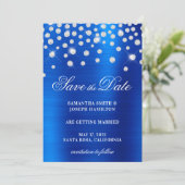 Grote Diamond Confetti Royal Blue Ombre Folie Save The Date (Staand voorkant)