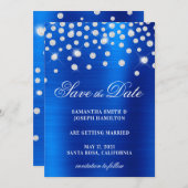 Grote Diamond Confetti Royal Blue Ombre Folie Save The Date (Voorkant / Achterkant)