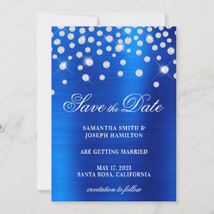 Grote Diamond Confetti Royal Blue Ombre Folie Save The Date