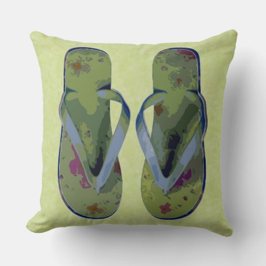Grote digitale Teenslippers Groen en Blauw Kussen (Voorkant)