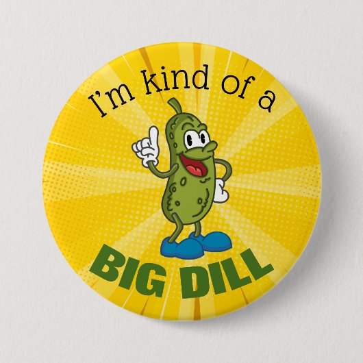 Grote Dill Pickle Pun Knop Ronde Button 7,6 Cm (Voorkant)