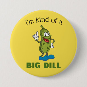 Grote Dill Pickle Pun Knop Ronde Button 7,6 Cm