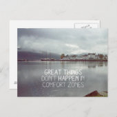 Grote dingen gebeuren niet in de comfortzone briefkaart (Voorkant / Achterkant)