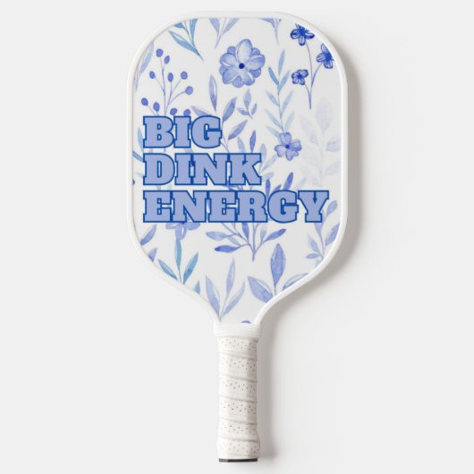 Grote Dink Energie Blauw Bloemen Pickleball Paddle (Voorkant)