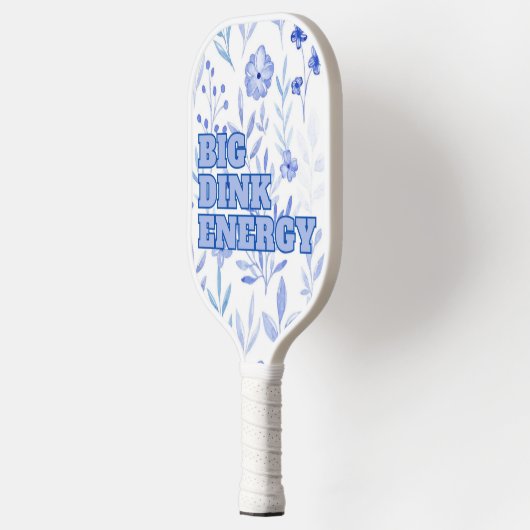 Grote Dink Energie Blauw Bloemen Pickleball Paddle (Links)